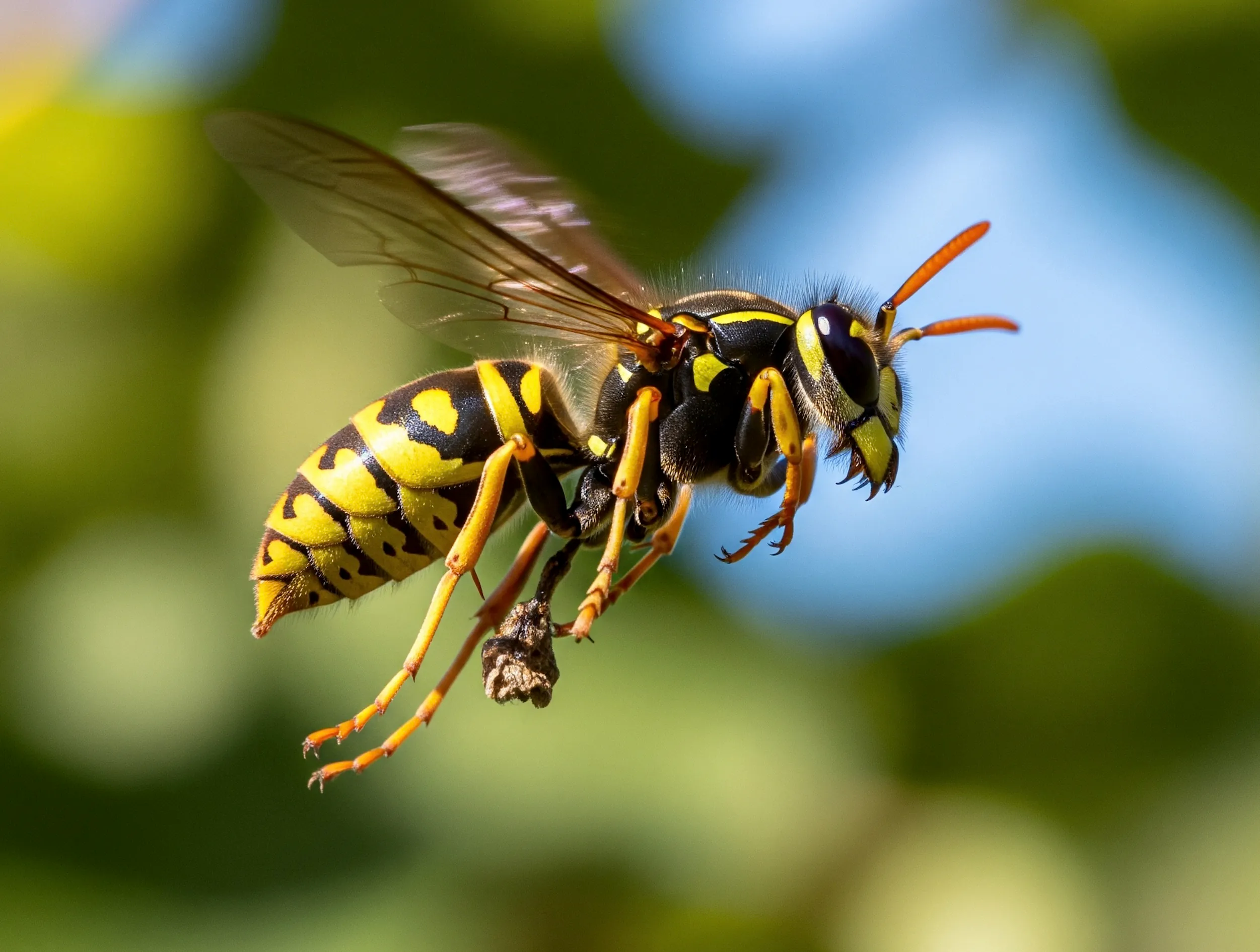 Close-up of a european wasp before professional treatment.
